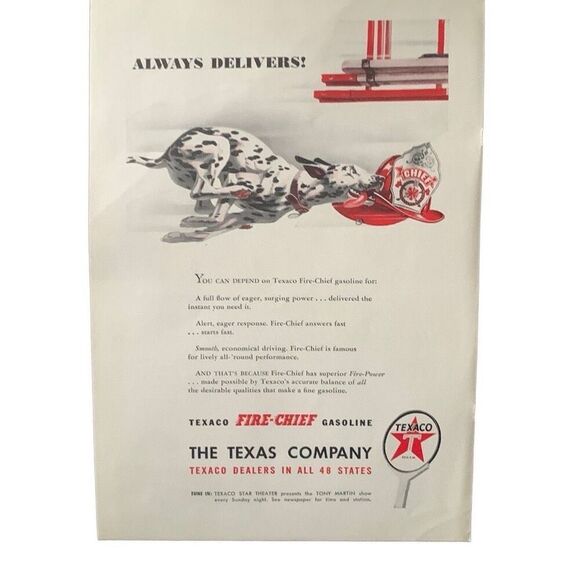 Vintage 1947 Texaco Fire Chief Always Delivers Ad Advertisement - Picture 4 of 4